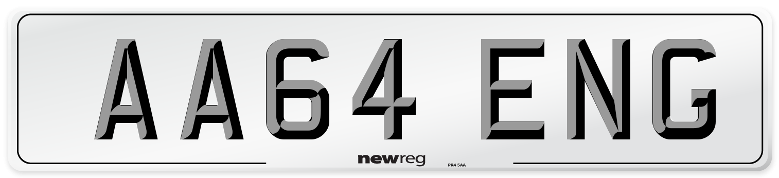 AA64 ENG Number Plate from New Reg